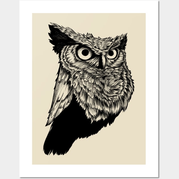 Owl line art with no colors Wall Art by TonyToon
